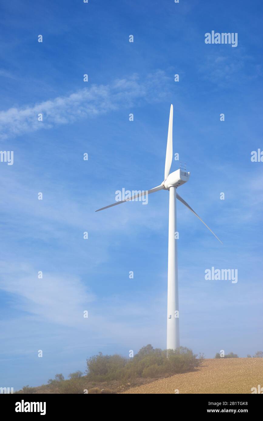 Wind turbine for sustainable energy production in Spain. Stock Photo