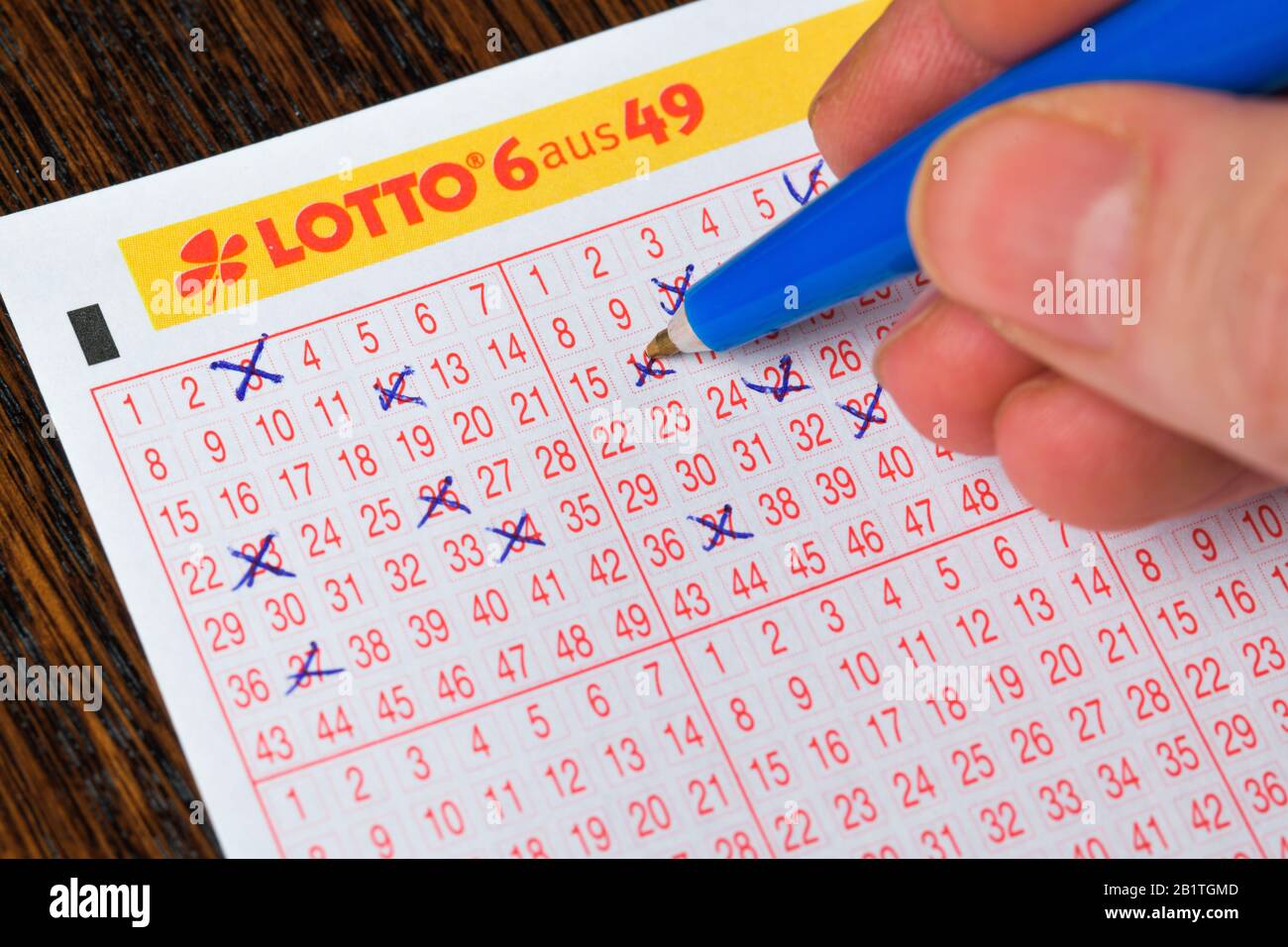 Spielschein, Lotto, 6 aus 49 Stock Photo