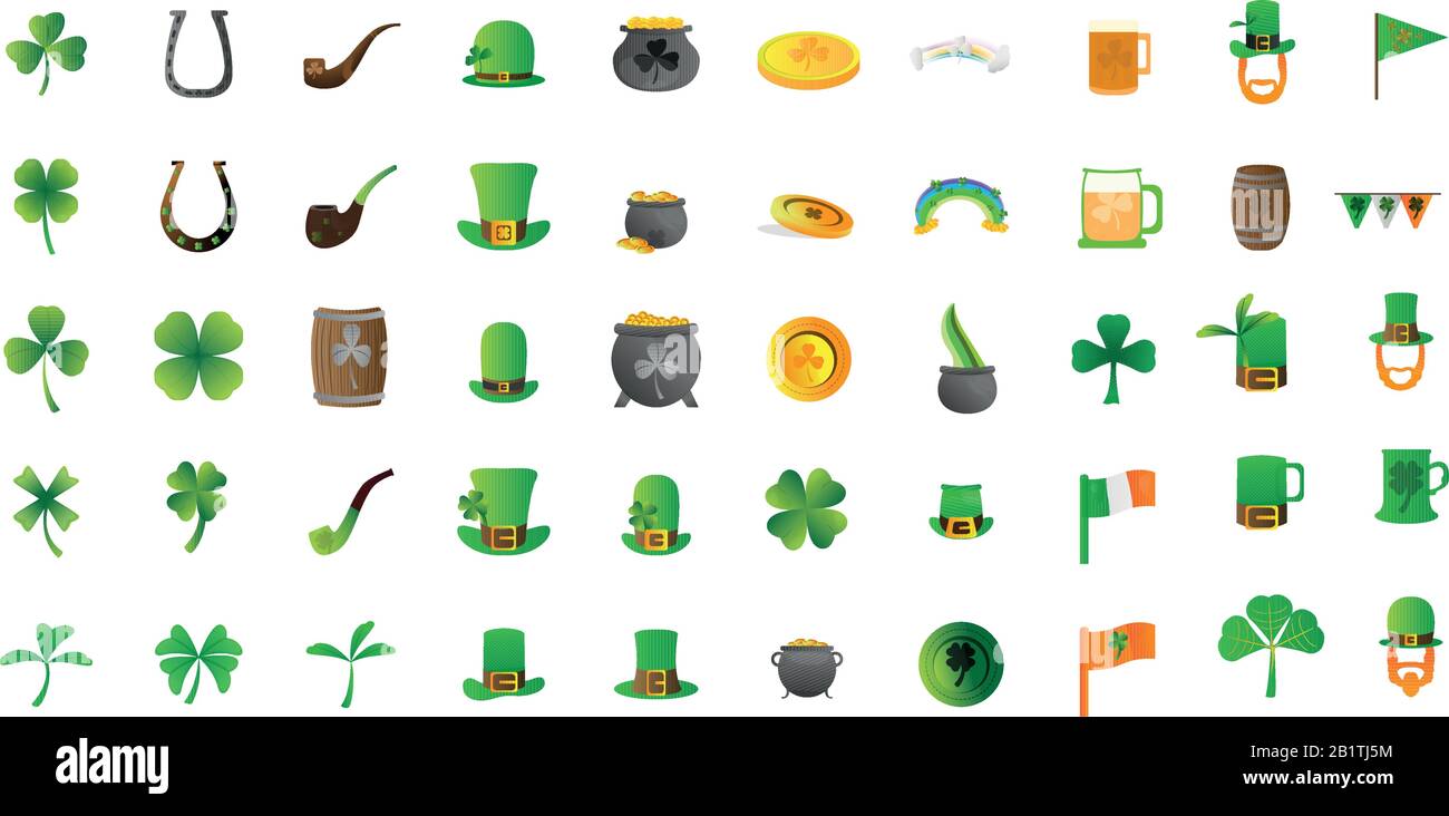 Set of patricks day icons Stock Vector