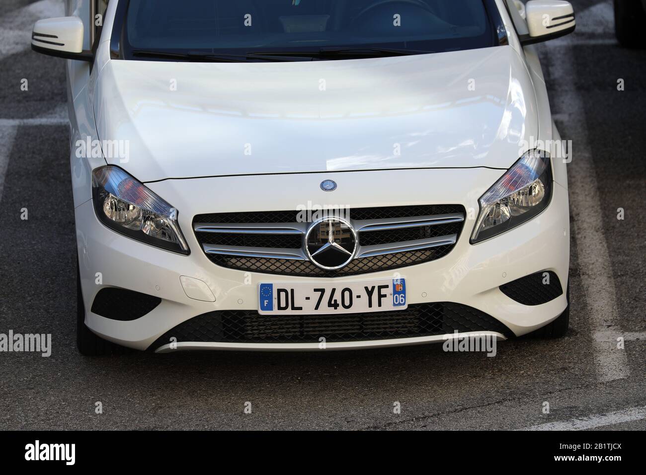 Monte-Carlo, Monaco - March 17, 2019: Beautiful Mercedes-Benz A Class Parked In Front Of Monte-Carlo Casino In Monaco On The French Riviera, Europe Stock Photo