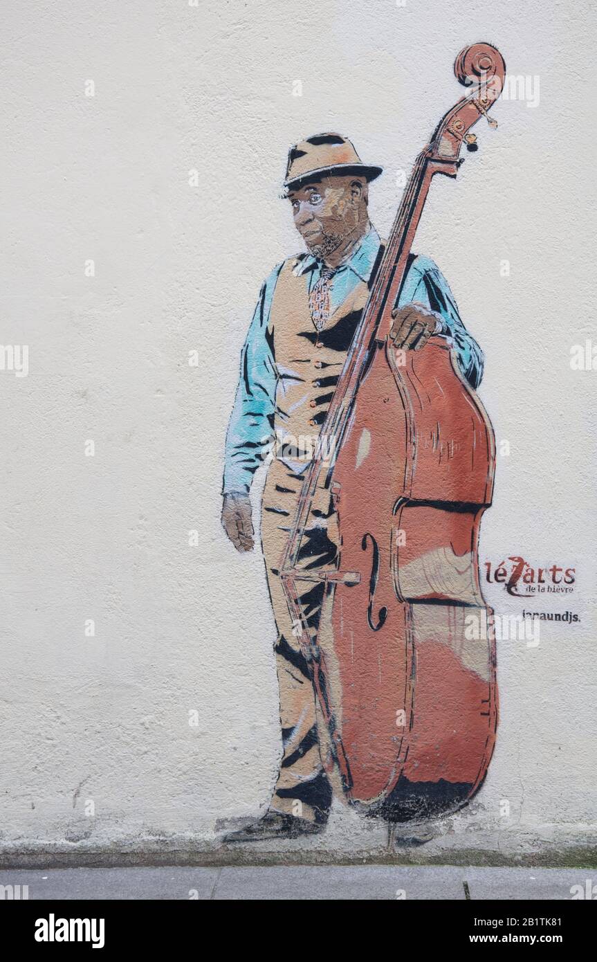 Picture of jazz double bass player Farris Smith Jr. by stencil artists known as janaundjs