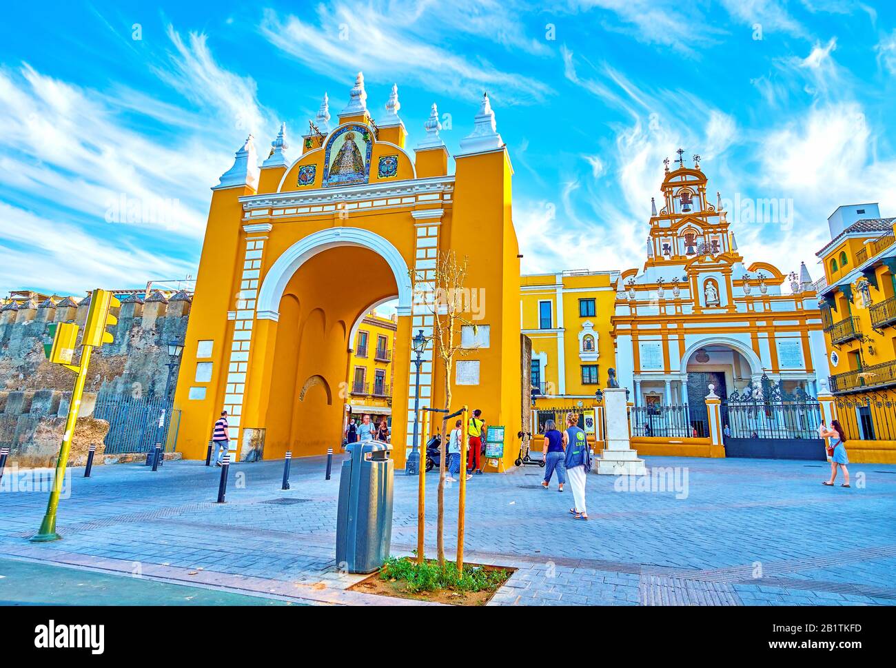 SEVILLE, SPAIN - OCTOBER 1, 2019: The medieval Puerta de la Macarena