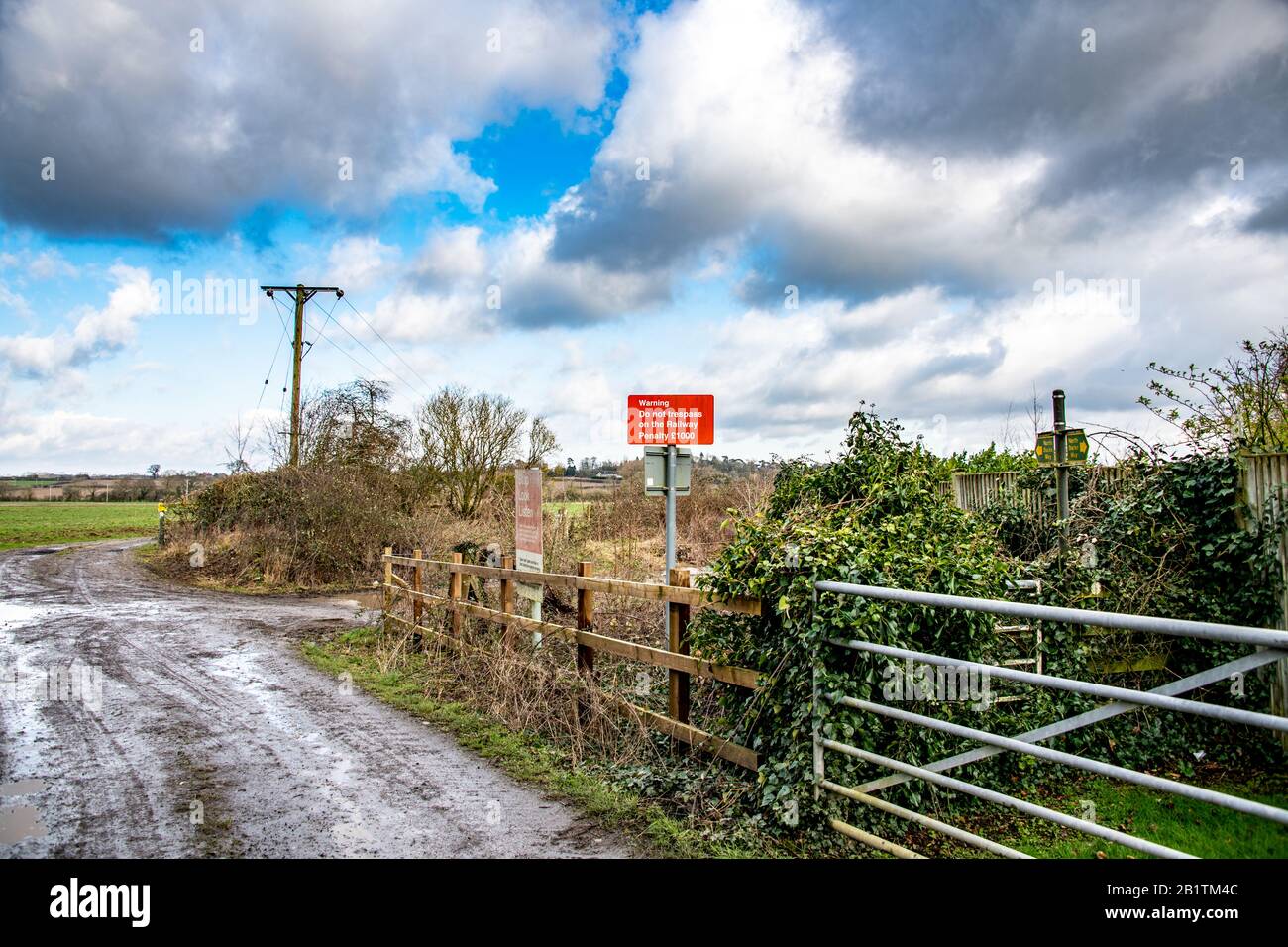 East West Rail / Verney Junction: Historic village in Buckinghamshire. Site of new railway line connecting Oxford and Cambridge. 27/02/20 / UK Stock Photo