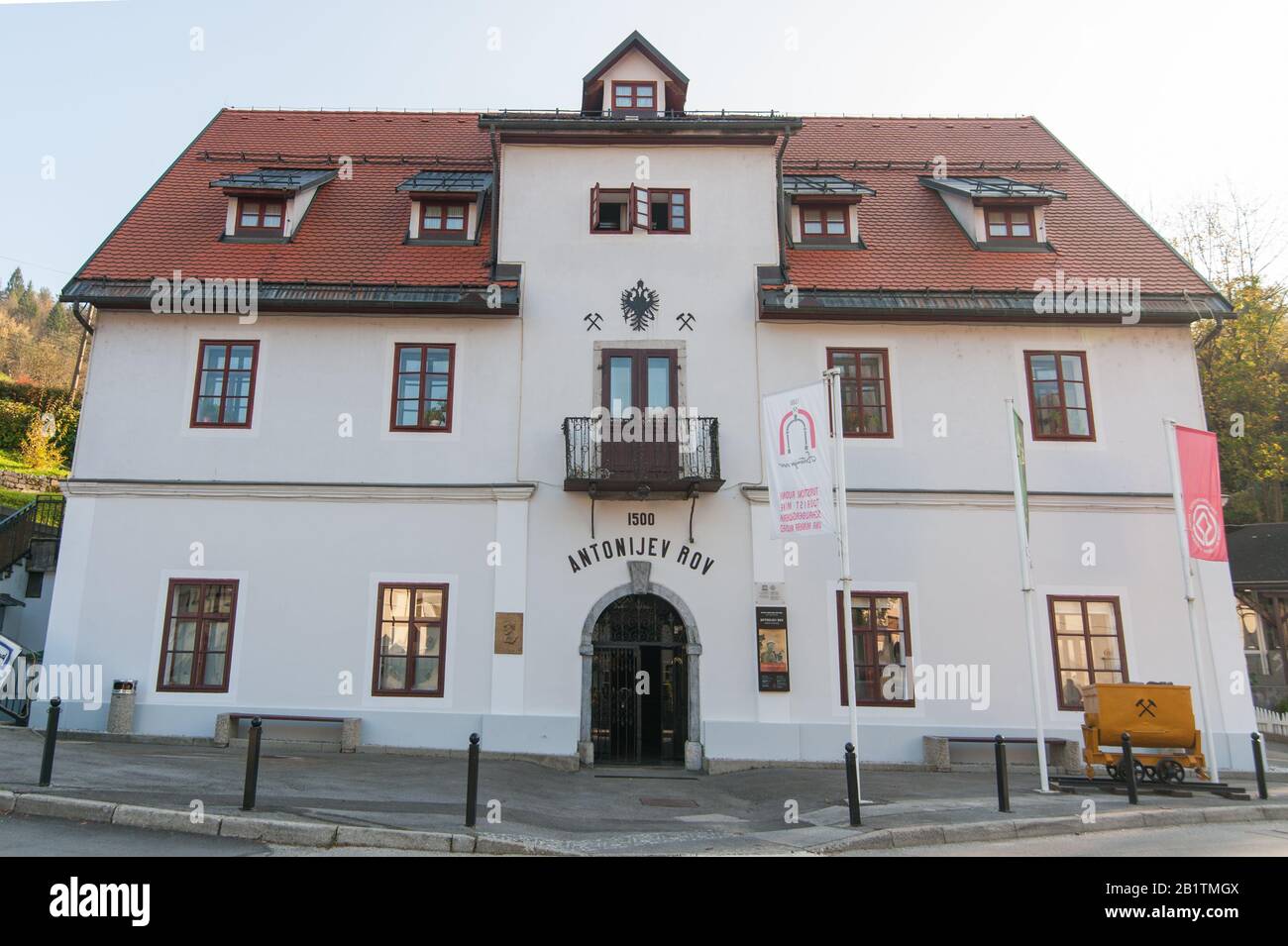 Front House of Anthony's Shaft Mining Museum in Idrija, Slovenia Stock Photo