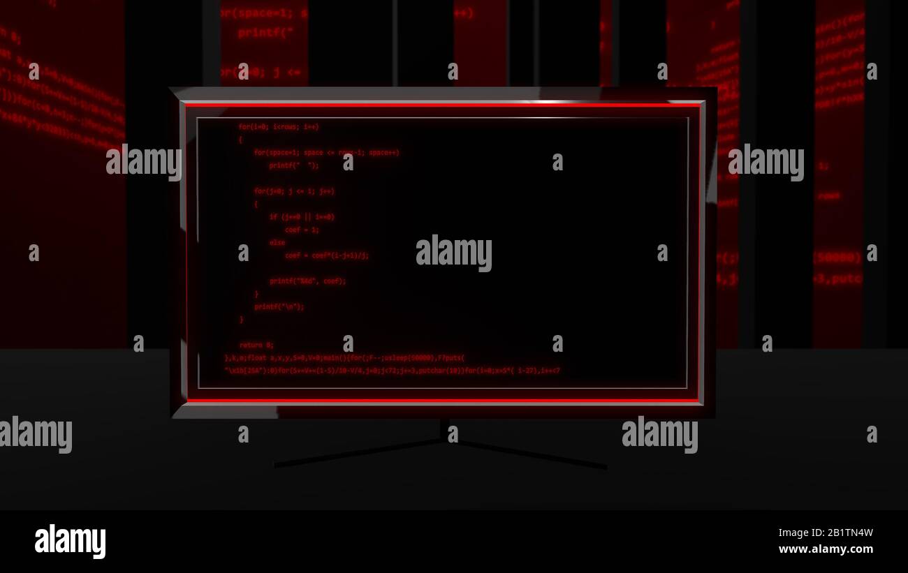 Hi-tech 3d illustration of a red programming code made of numbers ...