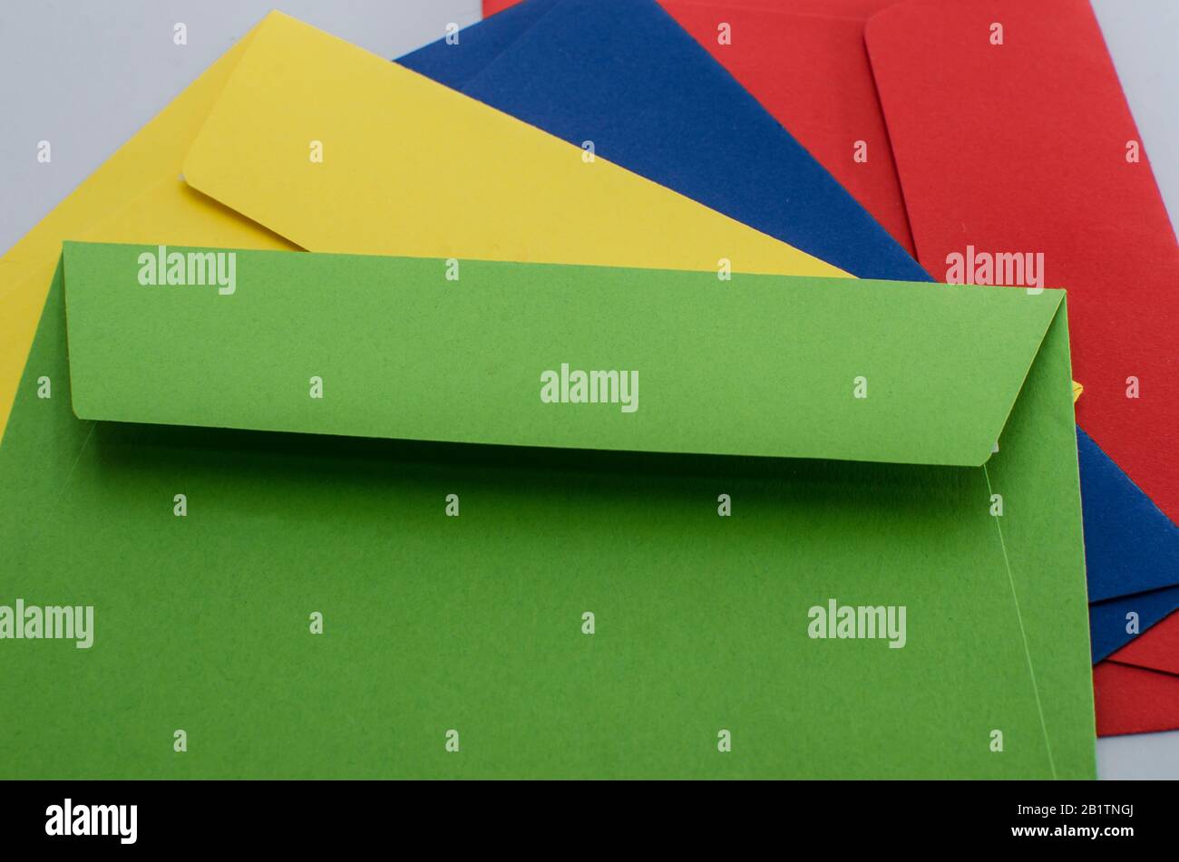 Different colors paper envelopes. Different colored envelopes. Open