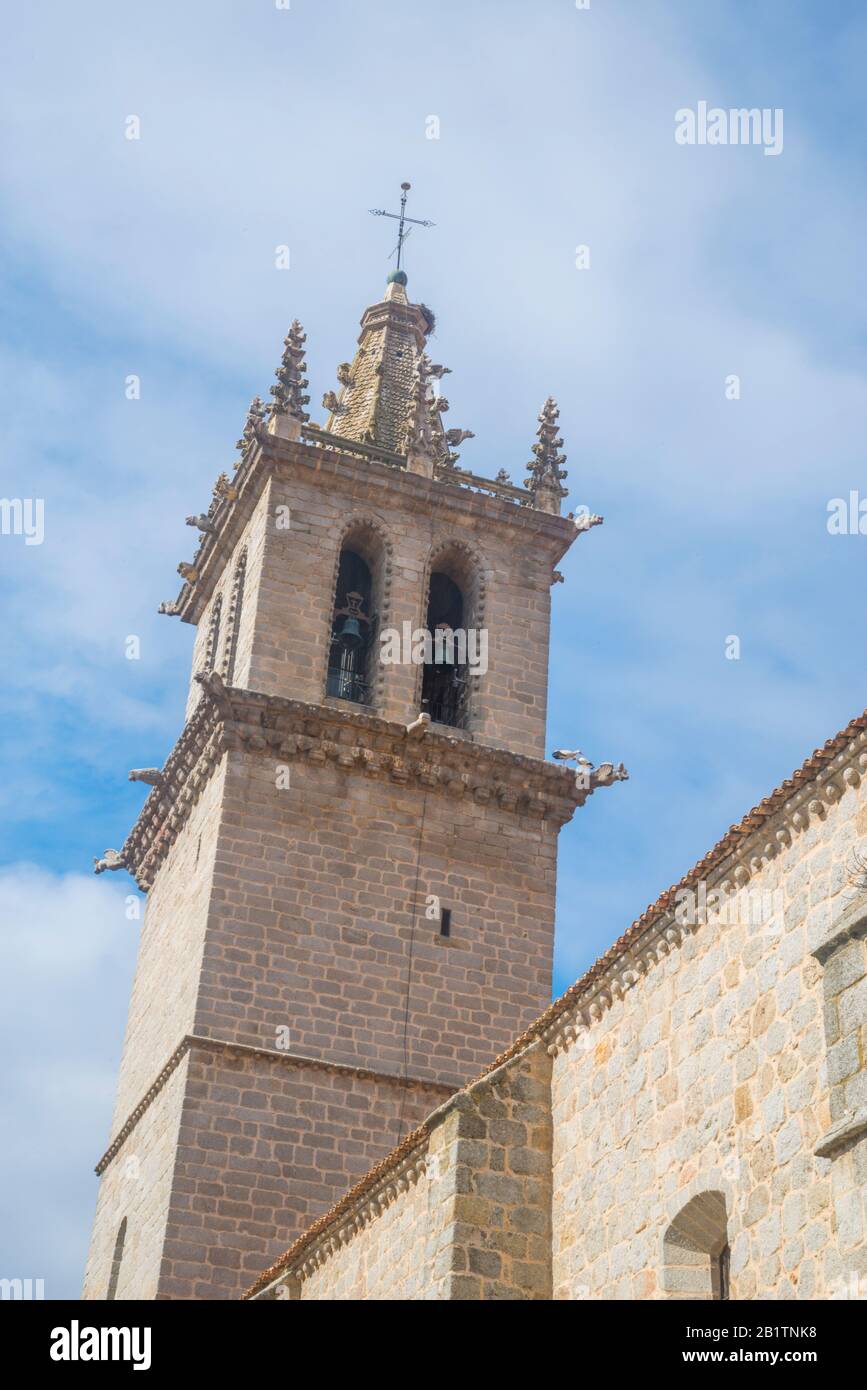 Bell tower of La Asuncion church. Colmenar Viejo, Madrid province, Spain. Stock Photo