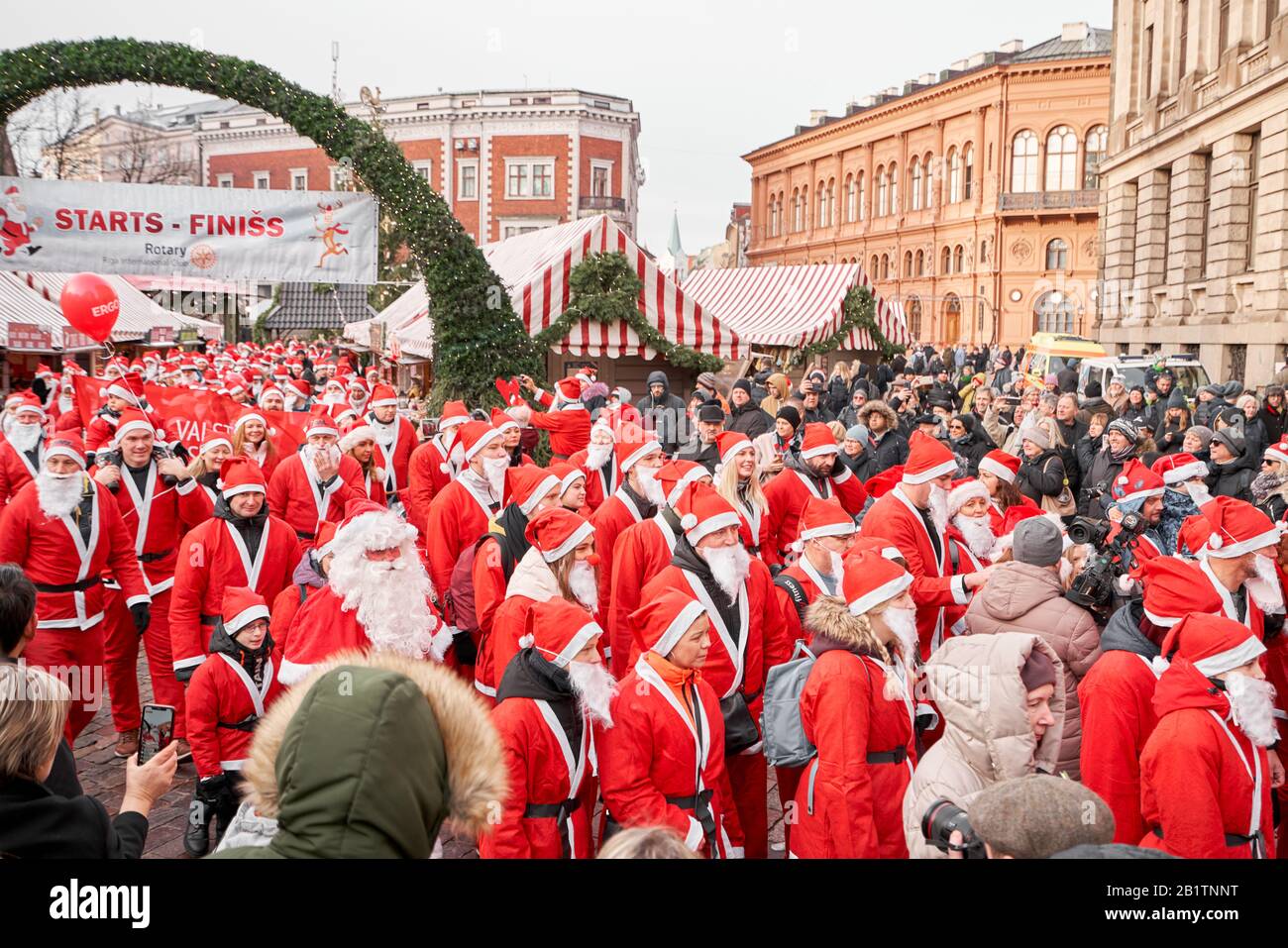 For Fun Run Riga Riga, Latvia - December 08 2019. Unidentified participants of annual ...