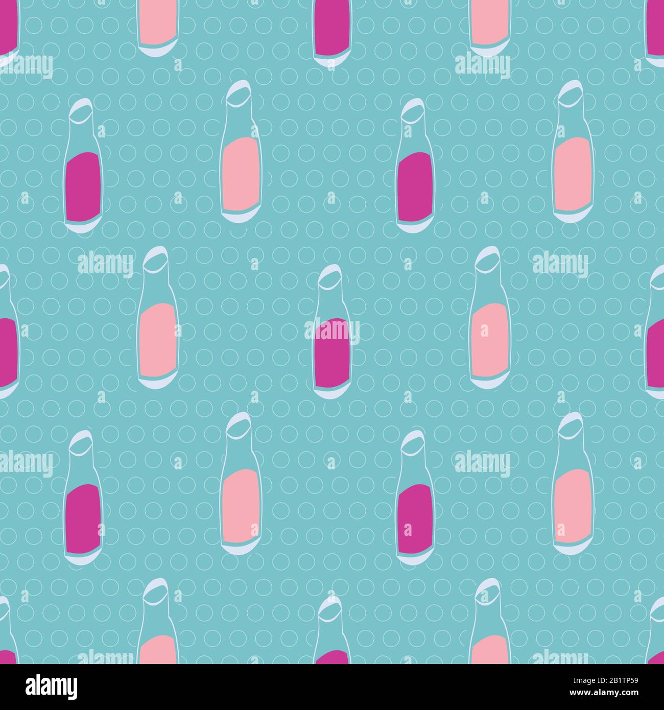 pink juice bottles seamless vector pattern on blue Stock Vector