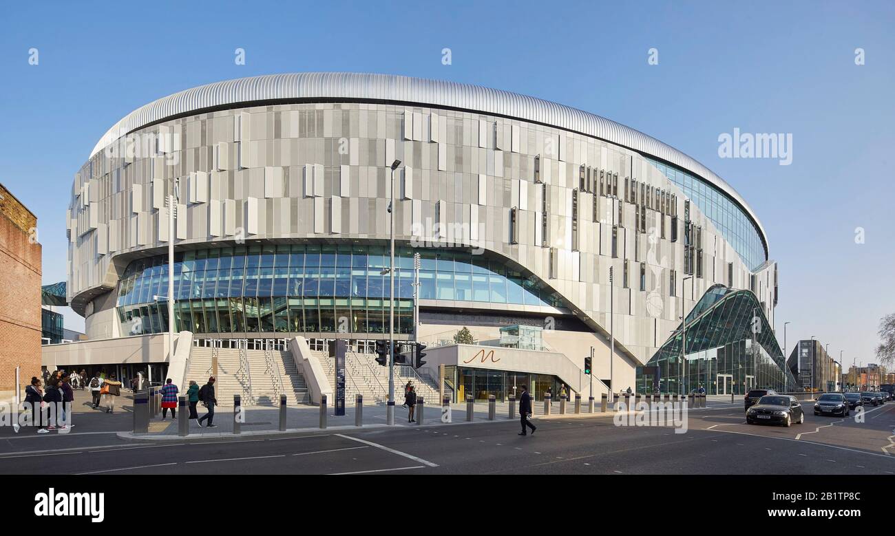 Main entrance on Tottenham High Road. The New Tottenham Hotspur Stadium, London, United Kingdom. Architect: Populous, 2019. Stock Photo