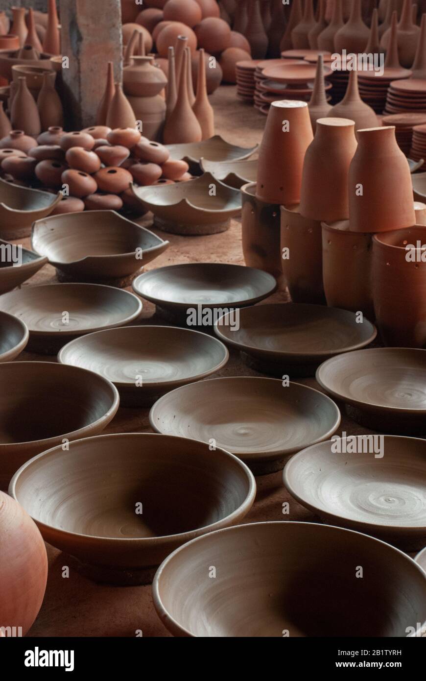 Tracunhaem / Pernambuco / Brazil. June, 21, 2009. Ceramic pieces such as pots, jars, pots and utilities of various shapes are seen in small potteries Stock Photo