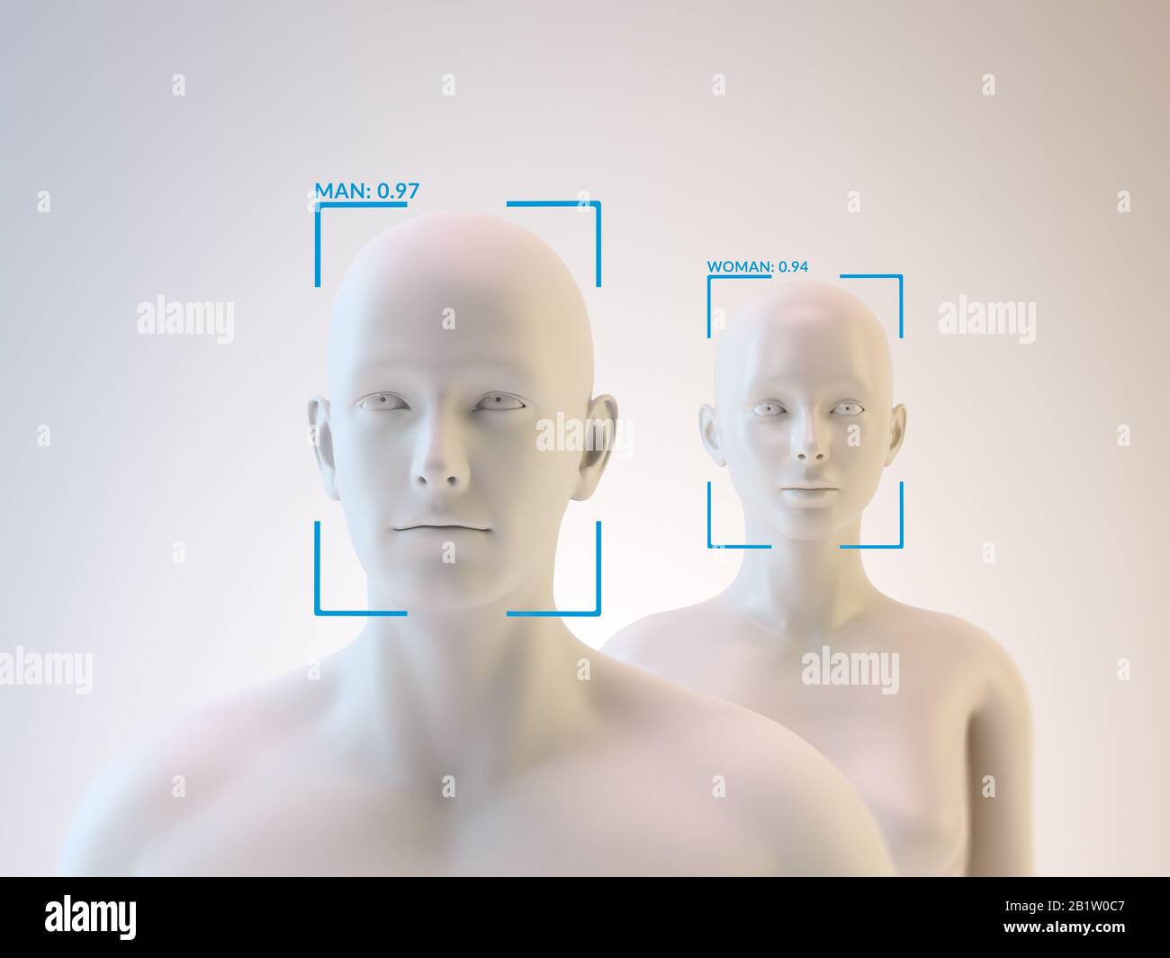 Facial recognition software with aritificial intelligence - 3D illustration Stock Photo