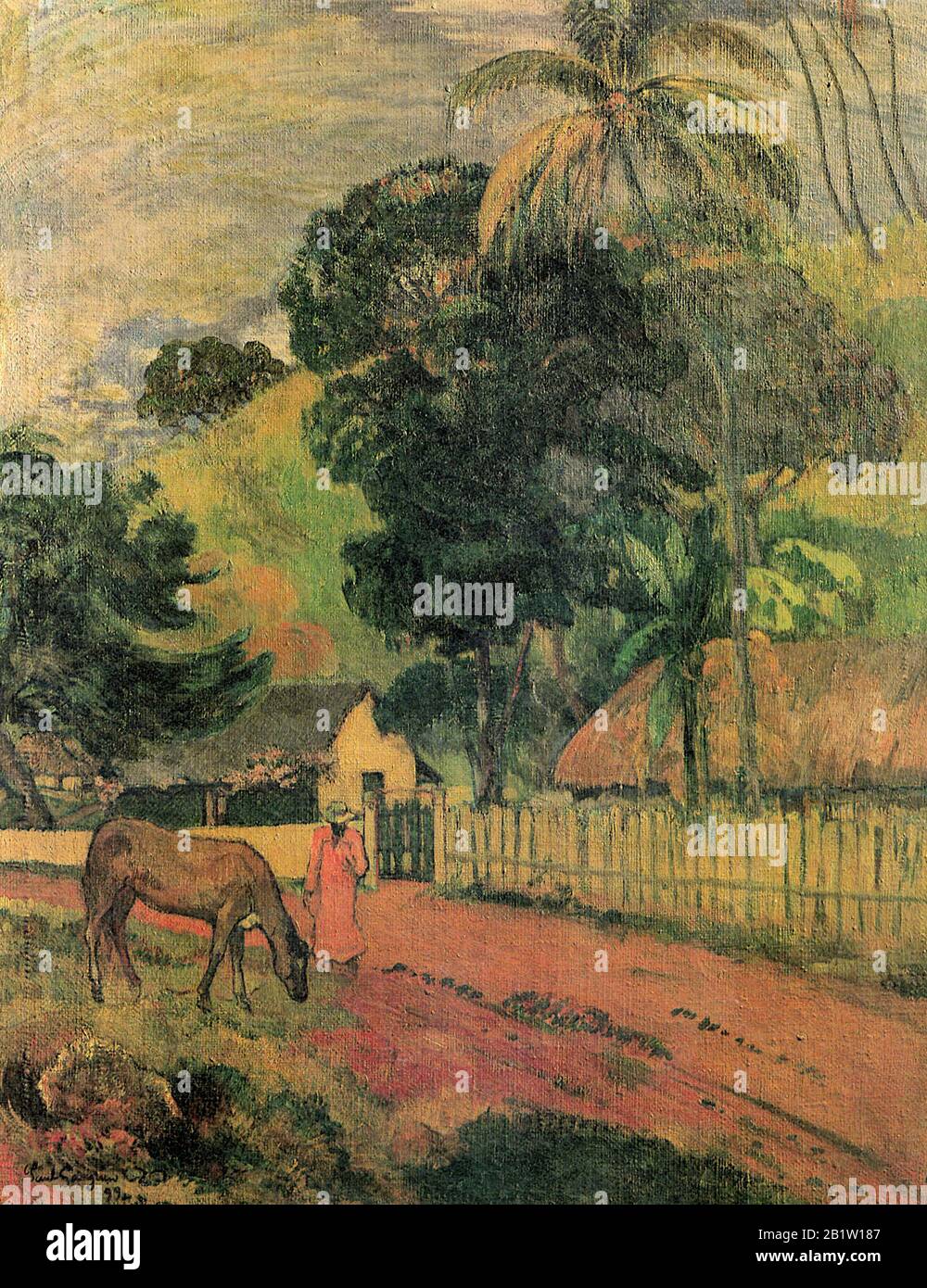 The Horse in the Road (Le cheval sur le chemin) (1899) 19th Century Painting by Paul Gauguin - Very high resolution and quality image Stock Photo