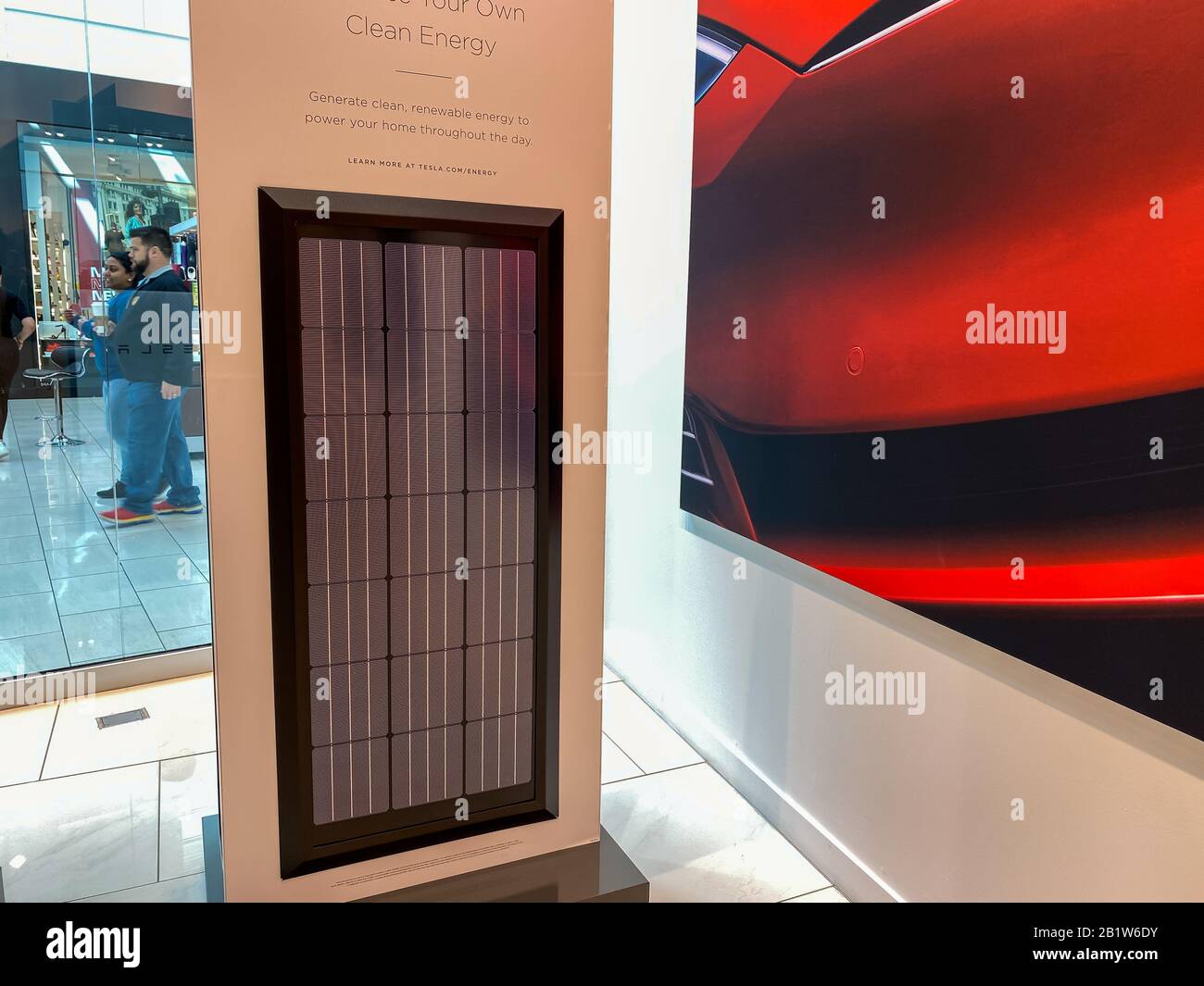 Orlando, FL/USA2/17/20 A Tesla Solar Panel at the Tesla dealership in