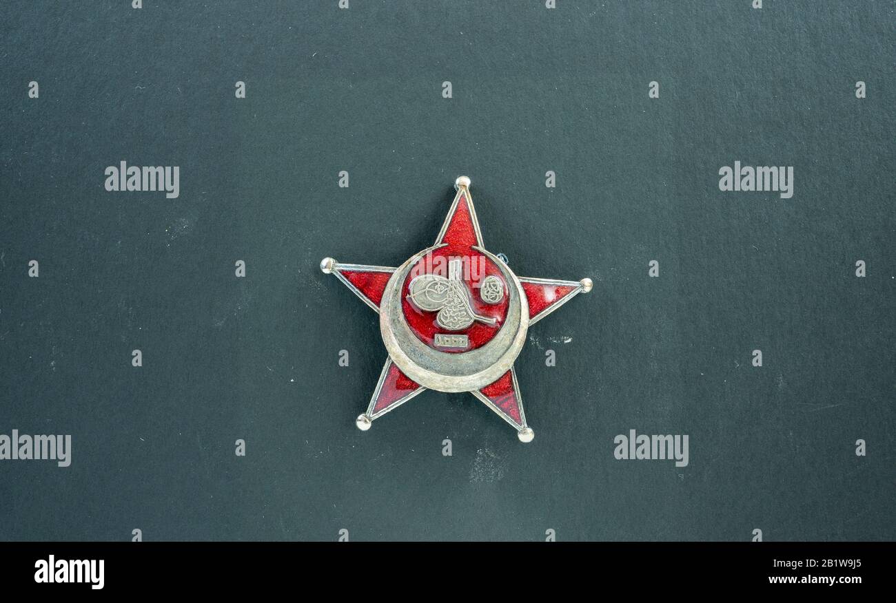 Battle of Gallipoli Turkish star badge in Canakkale legend promotion center. Gallipoli, Turkey Stock Photo