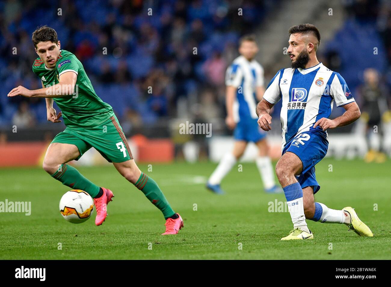 Barcelona, Spain. 27th Feb 2020.  Matias Vargas of RCD Espanyol during the UEFA Europa League round of 32 second leg match between RCD Espanyol and Wolverhampton Wanderers at RCD Stadium on February 27, 2020 in Barcelona, Spain. Credit: Dax Images/Alamy Live News Stock Photo