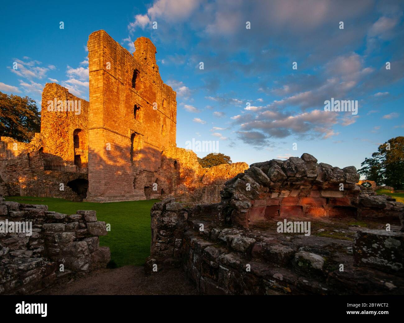 The keep of Norham Castle one of the most powerful of the border fortresses stronghold of the Bishops of Durham built in 1121 Stock Photo
