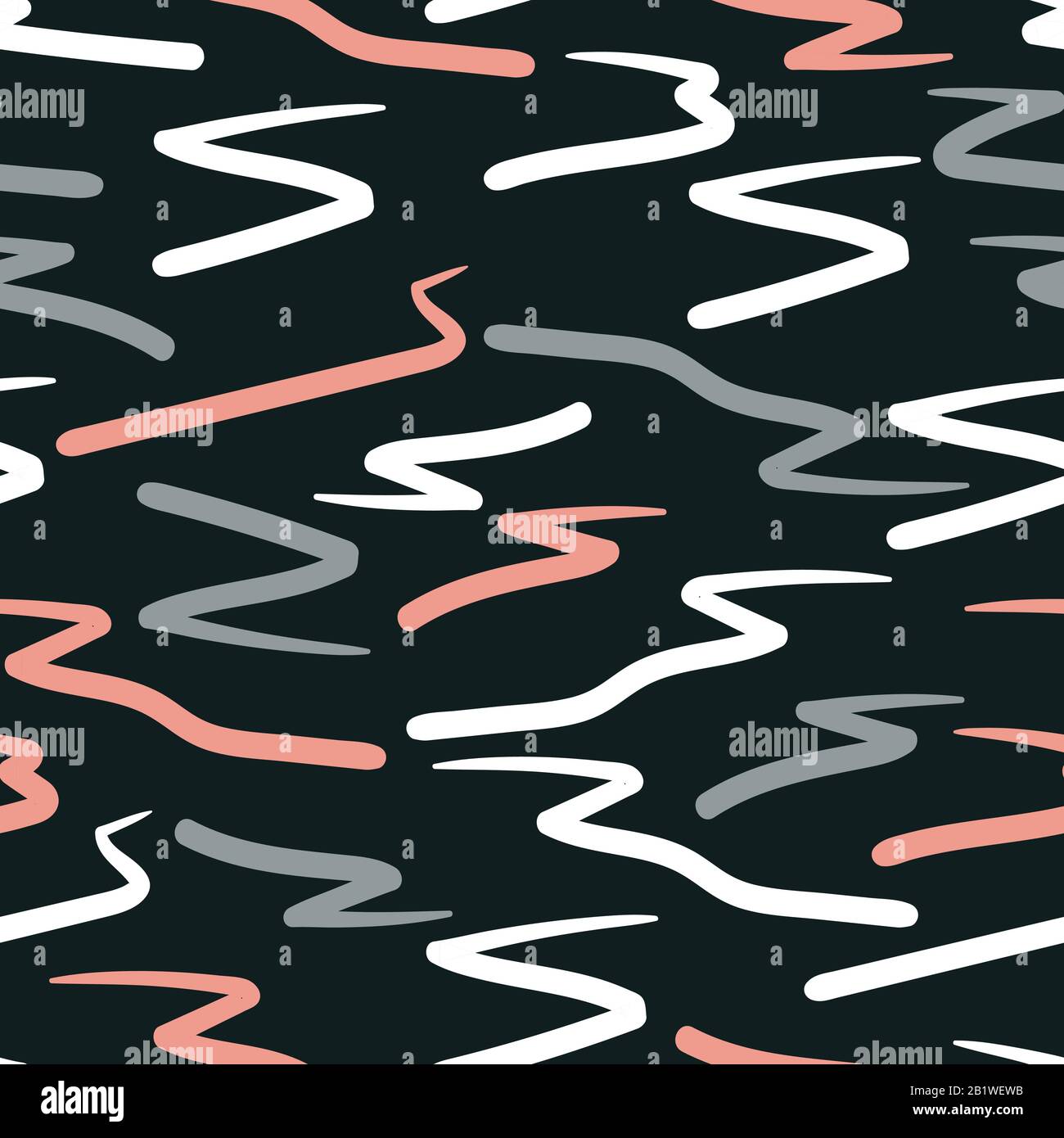 Hand drawn brush pattern, zigzags, lines and curves. Seamless pattern Stock Vector