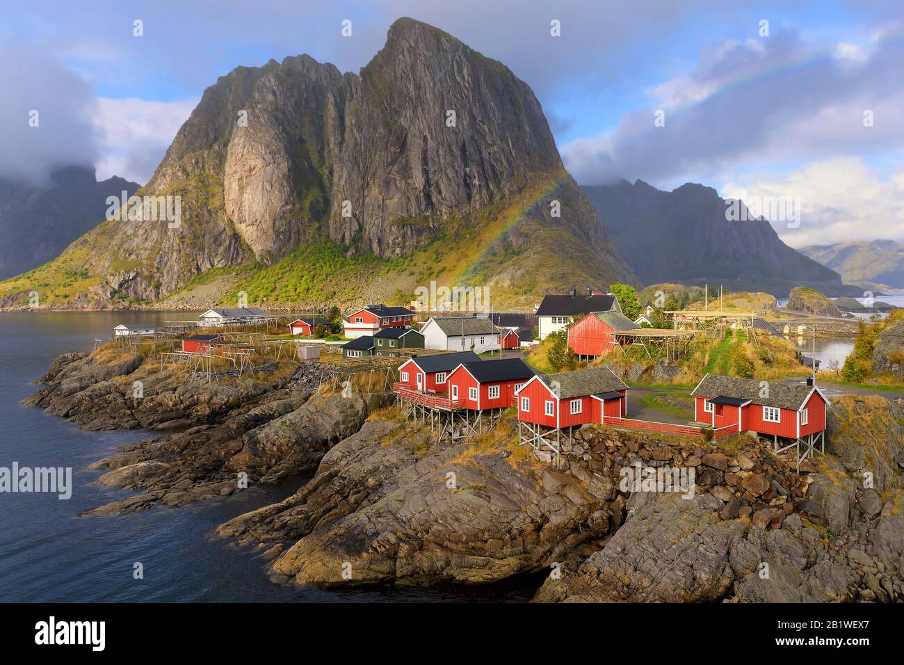 Little Fishing Village Hamnoy On Lofoten Islands Norway Famous Tourist Attraction In Summer Evening Atmosphere With Rainbow Stock Photo Alamy