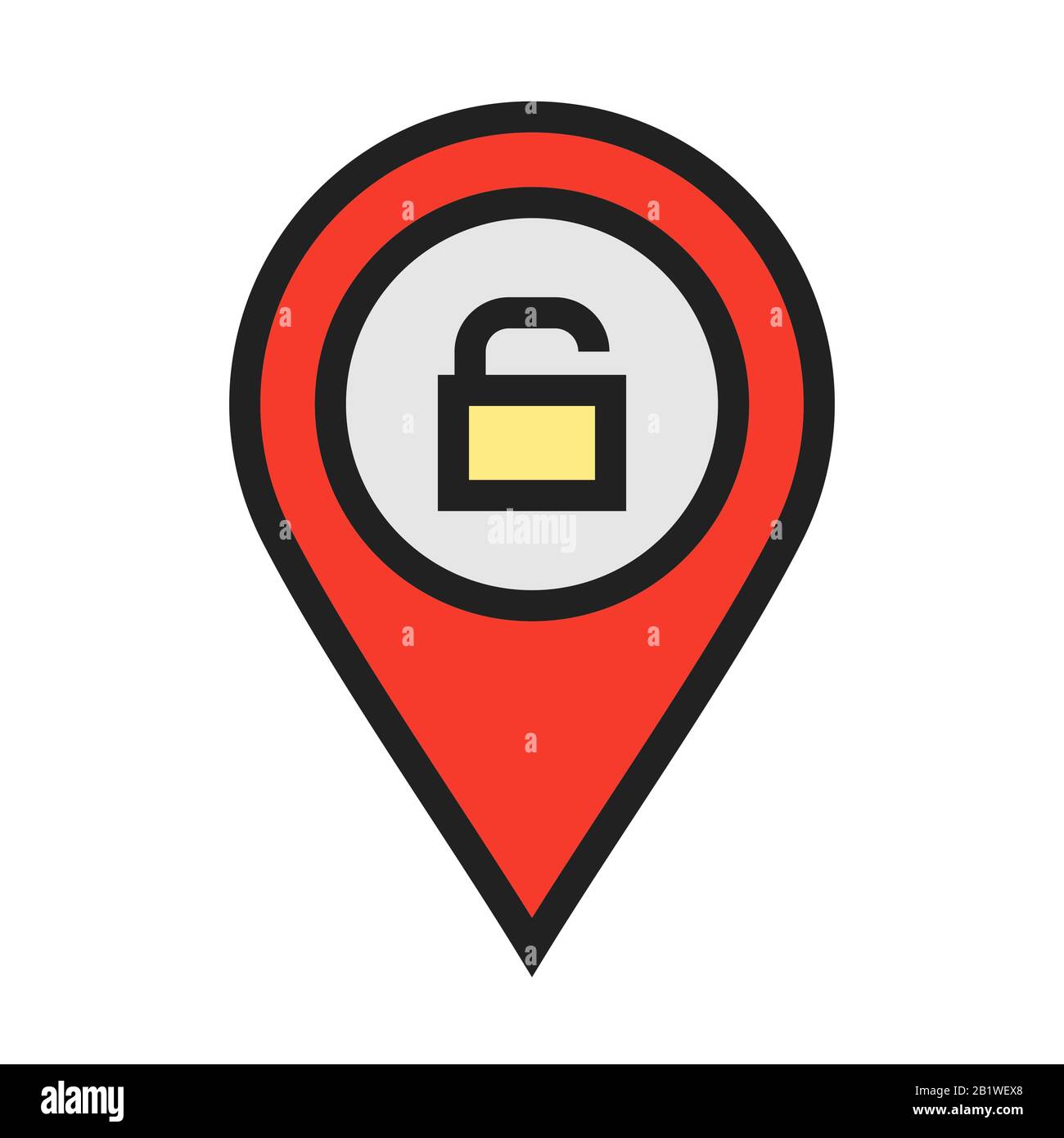 Location Icon on white background to use in web application interface. It can also be used for travel and tourism industry. Stock Photo