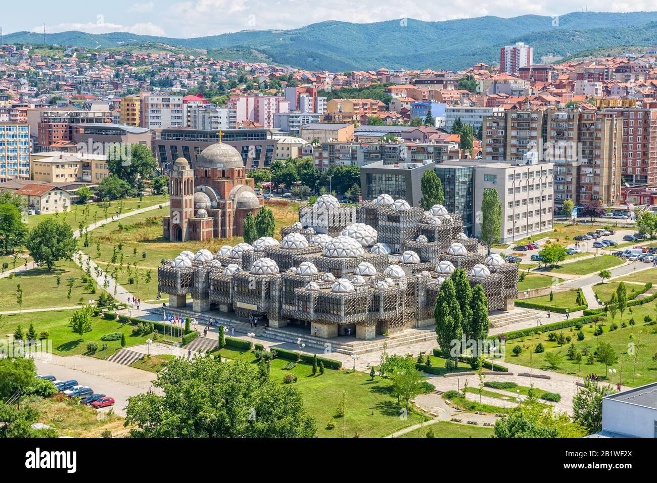 Pristina old buildings aerial Stock Photo - Alamy