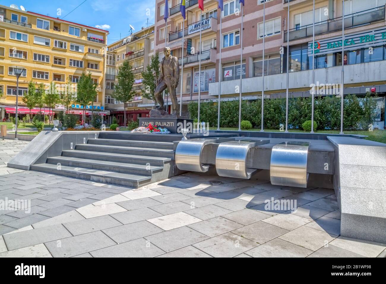 Statue of Zahir Pajaziti in Pristina Stock Photo