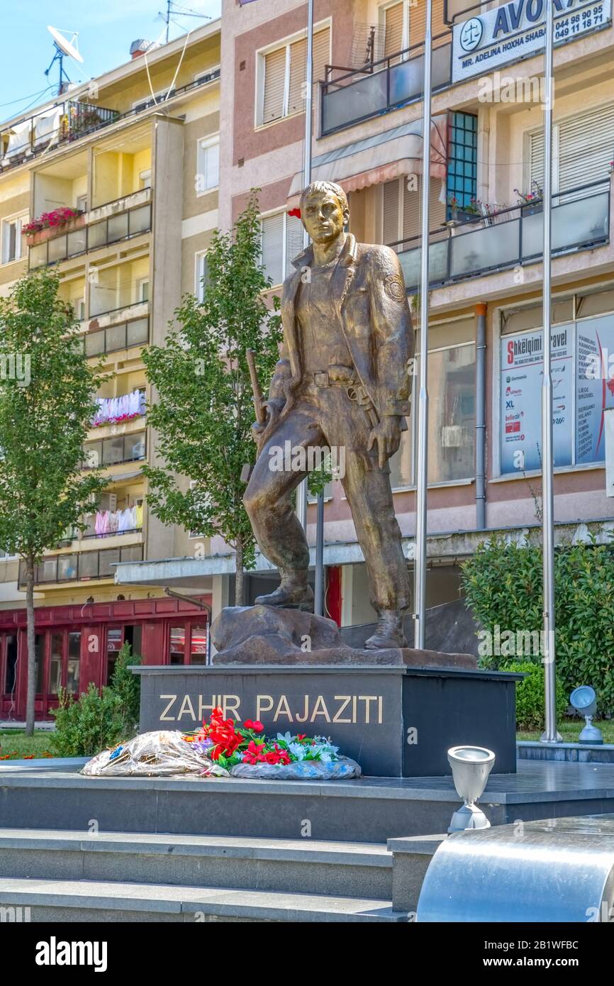 Statue of Zahir Pajaziti in Pristina Stock Photo