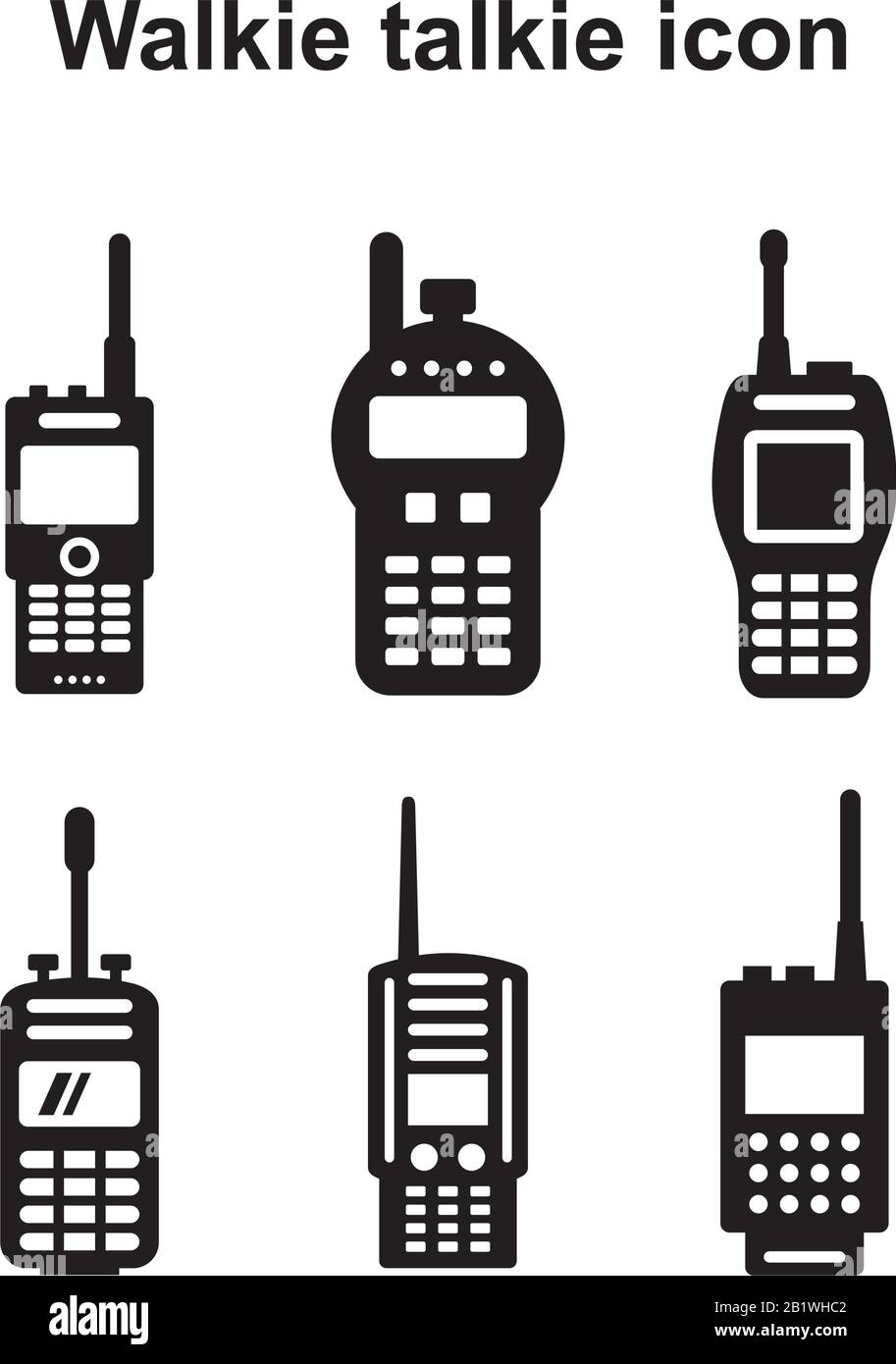 Walkie talkie set icon template black color editable. Walkie talkie