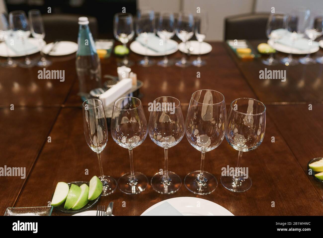 Set of various empty glasses Stock Photo