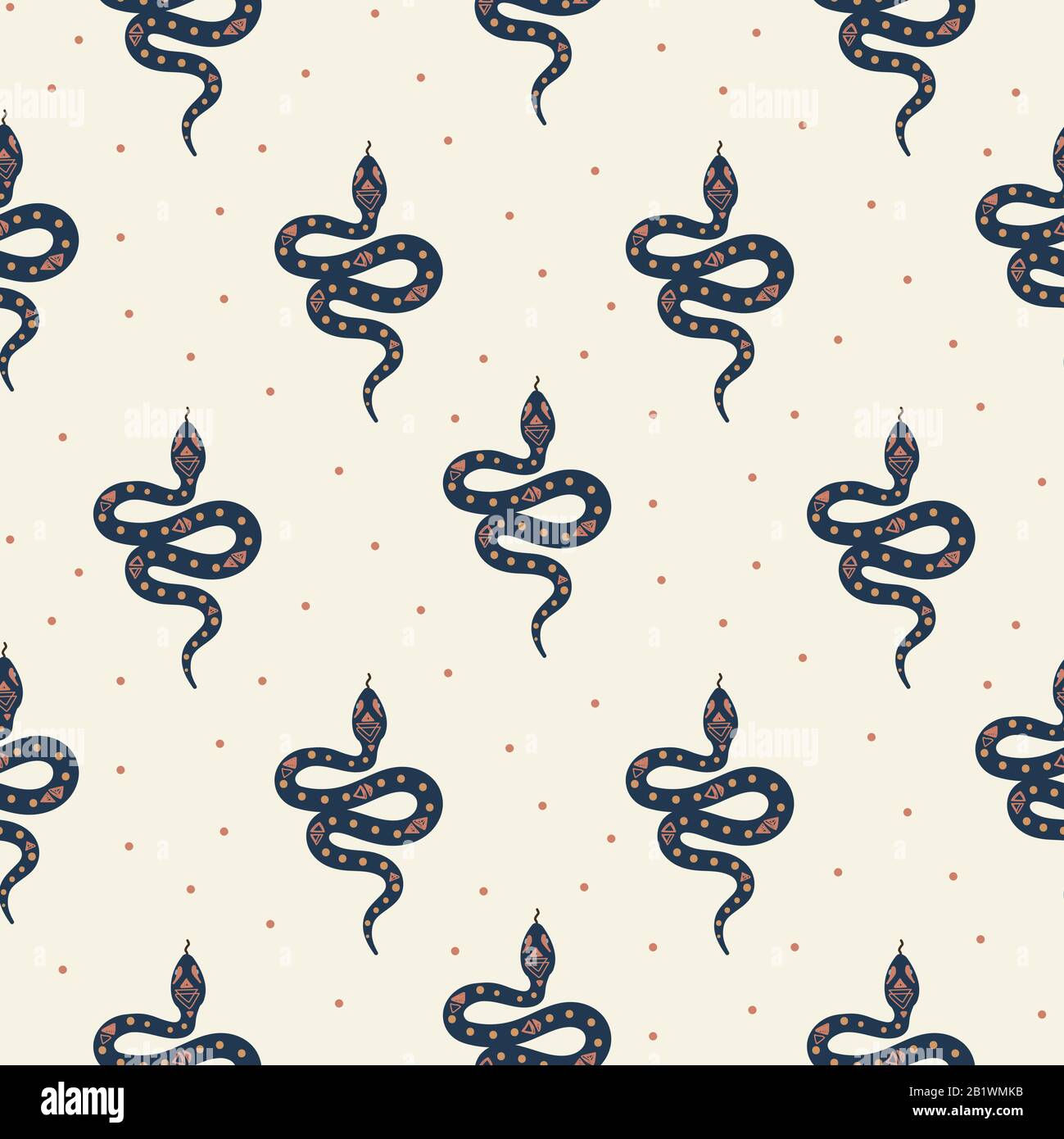 Cartoon boho snakes vector seamless pattern. Stock Vector