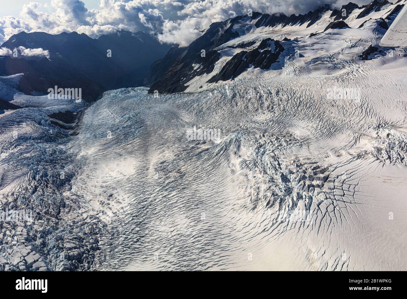 Crevasses will open up wherever the forces pulling the ice apart