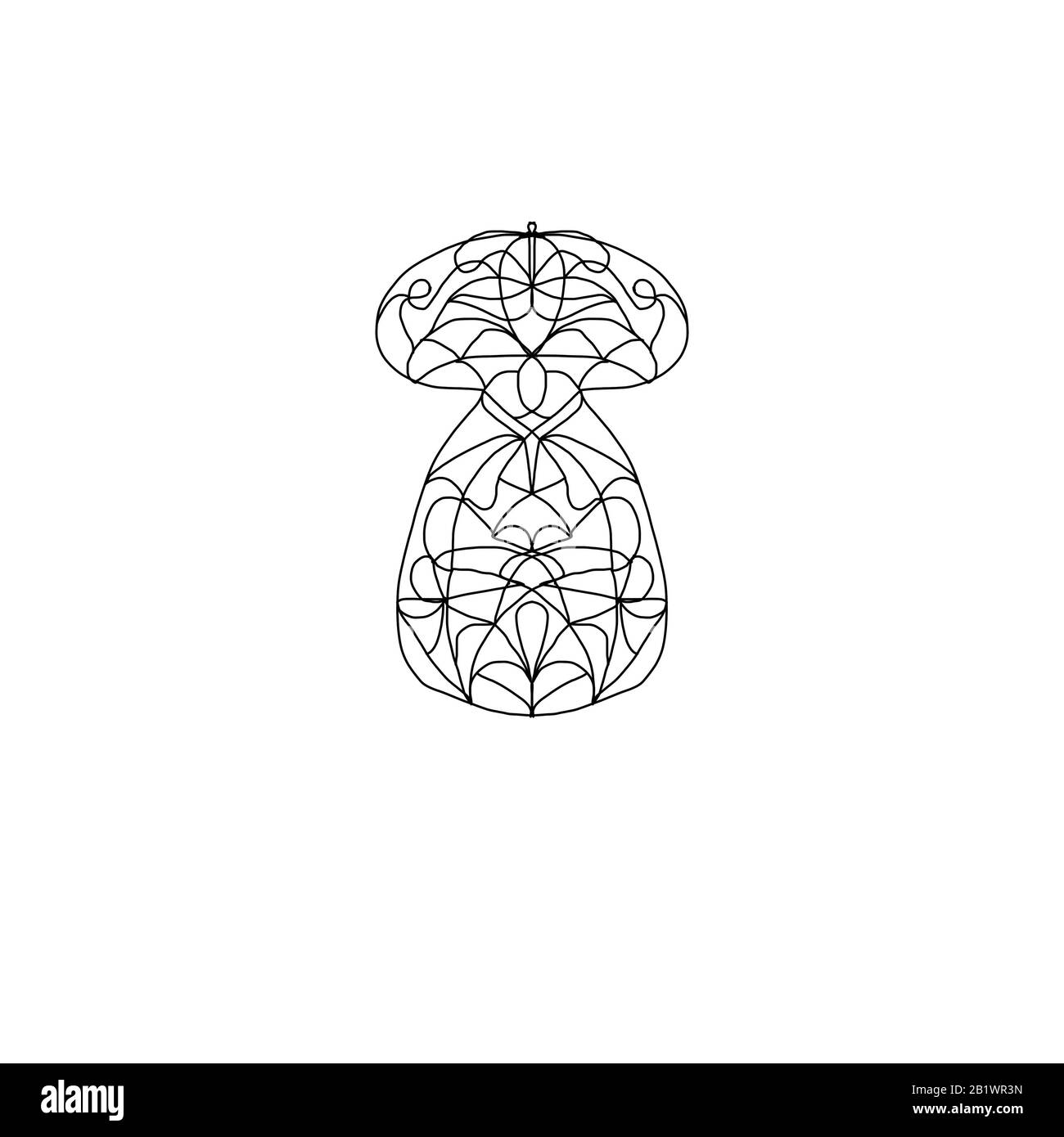 Mushroom coloring book with symmetric abstract pattern. coloring book Stock Photo