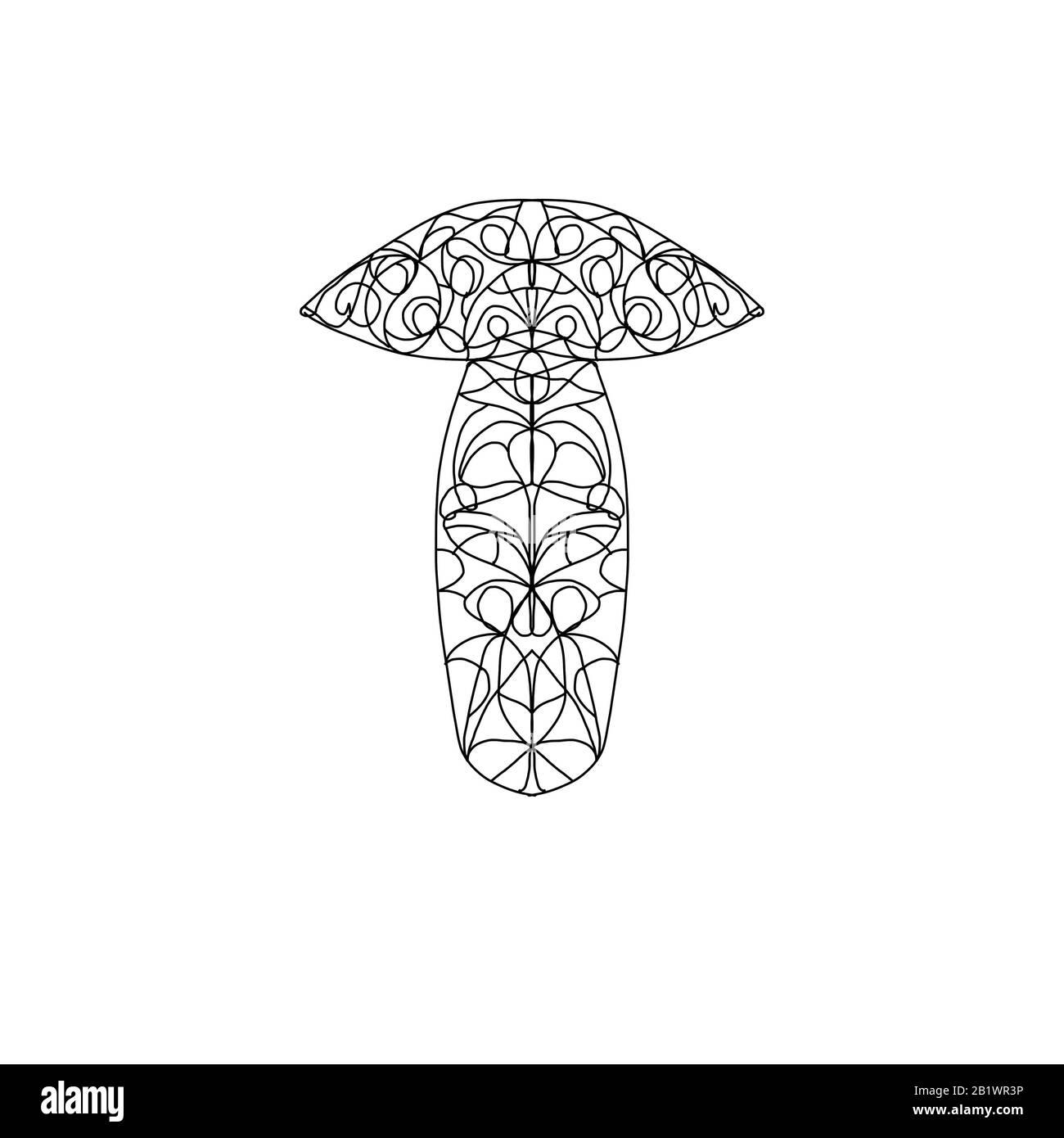 Mushroom coloring book with symmetric abstract pattern. coloring book Stock Photo