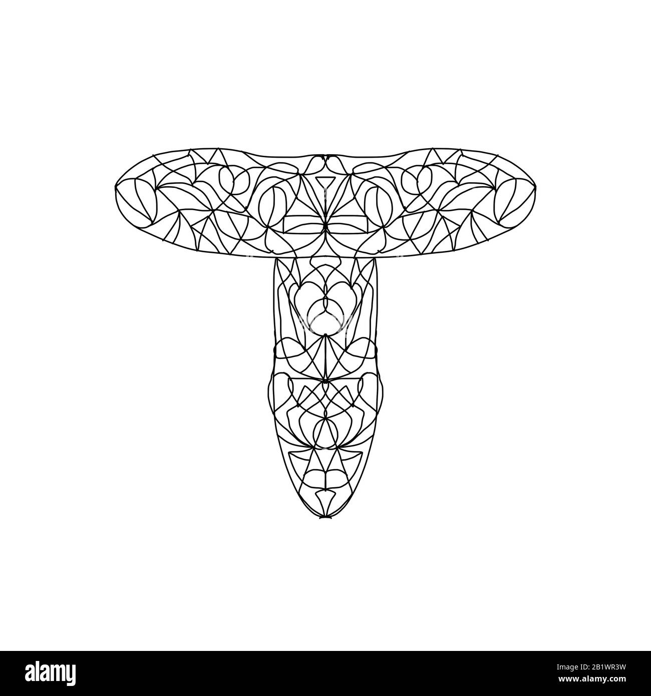 Mushroom coloring book with symmetric abstract pattern. coloring book Stock Photo