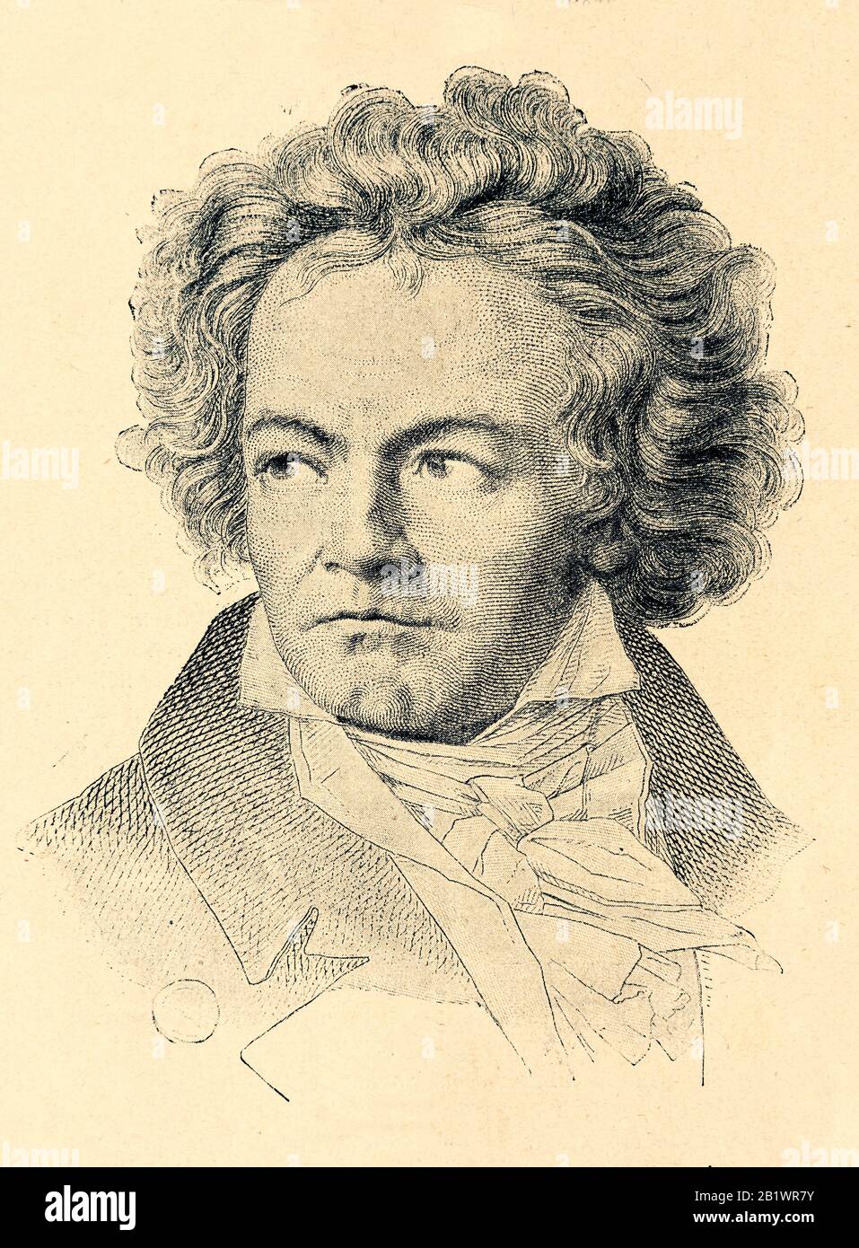 Ludwig van Beethoven was a German composer and pianist. Digital improved reproduction from Illustrated overview of the life of mankind in the 19th century, 1901 edition, Marx publishing house, St. Petersburg Stock Photo