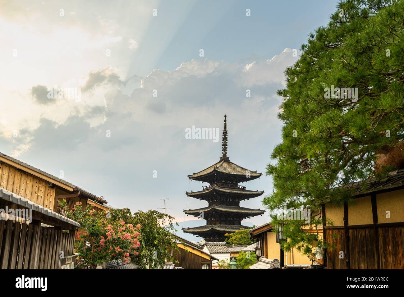 View of Yasaka pagoda, one of the most famous buildings of Kyoto skyline, Japan Stock Photo