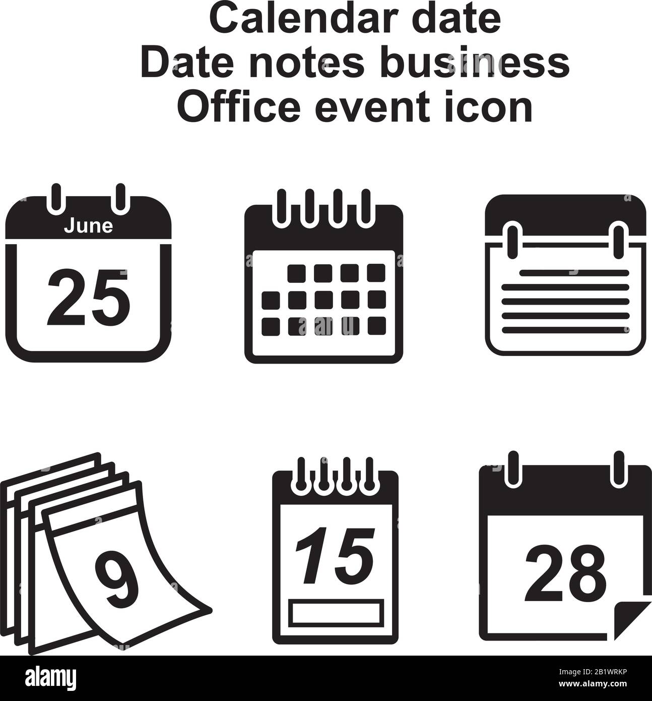 Calendar date, Date notes business, office event icon template black ...
