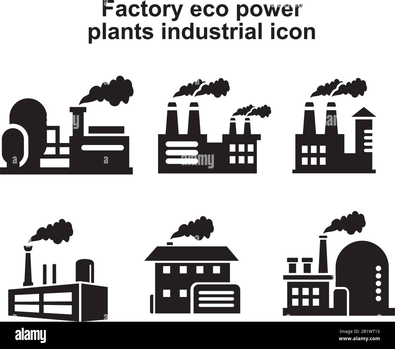Factory eco power plants industrial icon template black color editable. Factory eco power plants industrial icon symbol Flat vector illustration for g Stock Vector