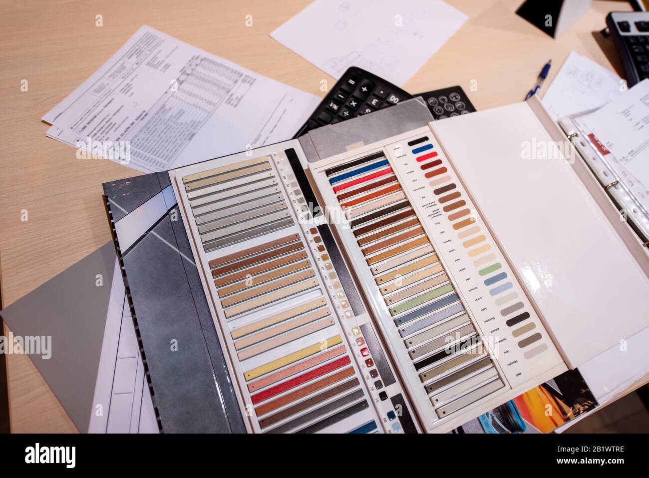Architect & Interior designer working table with equipment and material ...