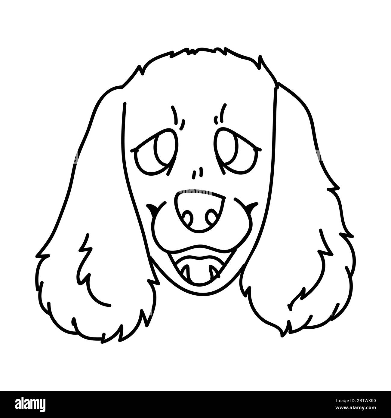 Cocker Spaniel Face Vector Cute cartoon monochrome lineart cocker spaniel face dog vector clipart ...