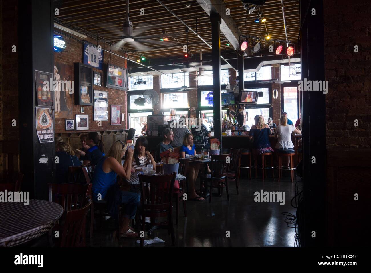 Crowd of people in a restaurant in downtown Nashville, Tennessee Stock Photo