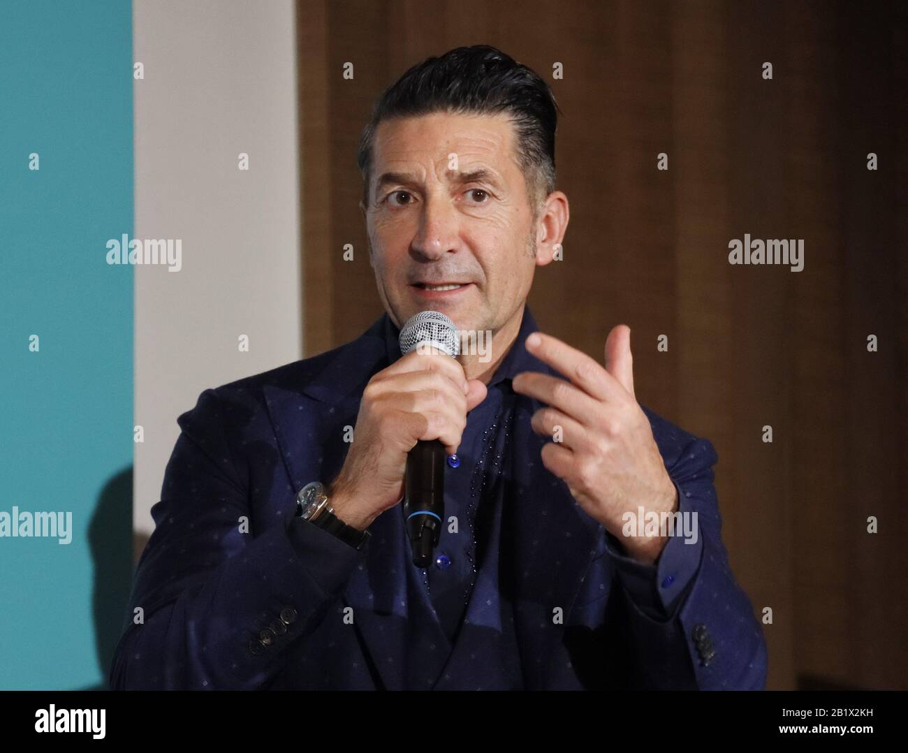 Tokyo, Japan. 27th Feb, 2020. Italian TV personality Panzetta Girolamo attends a promotional event of French luxury champagne "Royal Riviera" in Tokyo on Thursday, February 27, 2020. The Royal Riviera sparkling wine will be launched in Japan on March 9. Credit: Yoshio Tsunoda/AFLO/Alamy Live News Stock Photo