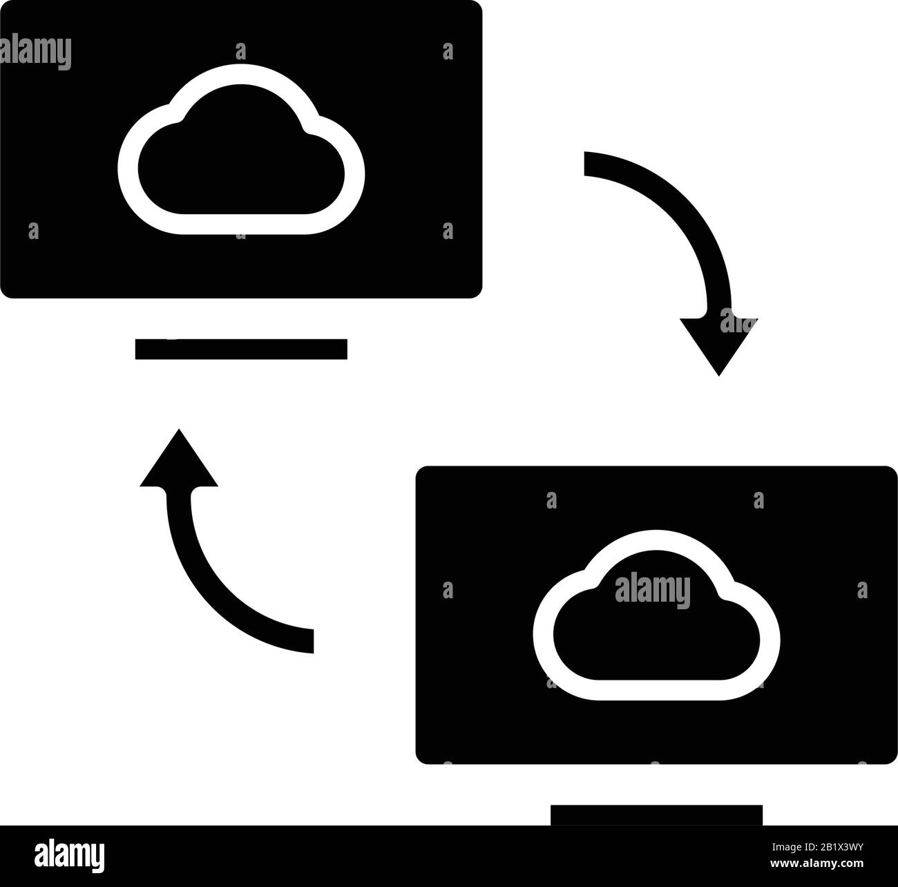 Cloud data black icon, concept illustration, vector flat symbol, glyph sign. Stock Vector