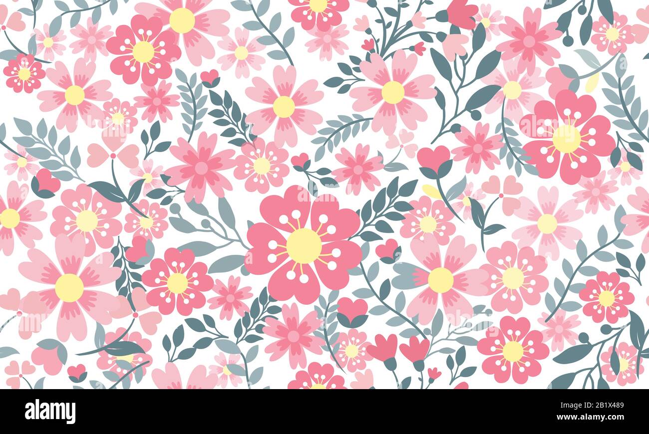 Elegant Poster for spring, with leaf and floral pattern background ...