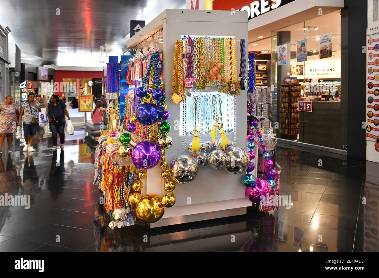 Las Vegas NV, USA 10-3-18 Small mobile stores in the halls of The Miracle Mile Shops sell all kinds of souvenir gifts Stock Photo