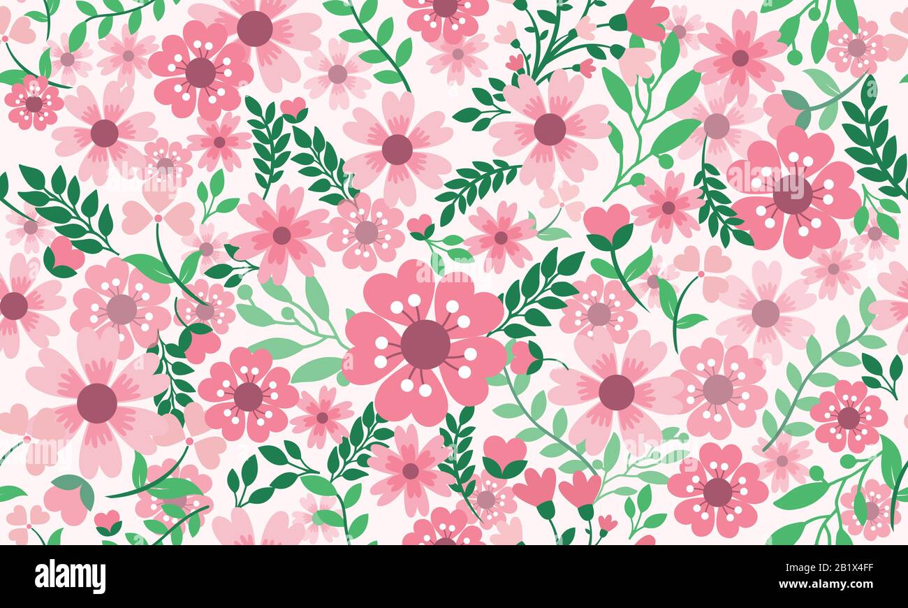 Simple leaf and flower pattern background for spring, with leaf and floral  drawing Stock Vector Image & Art - Alamy