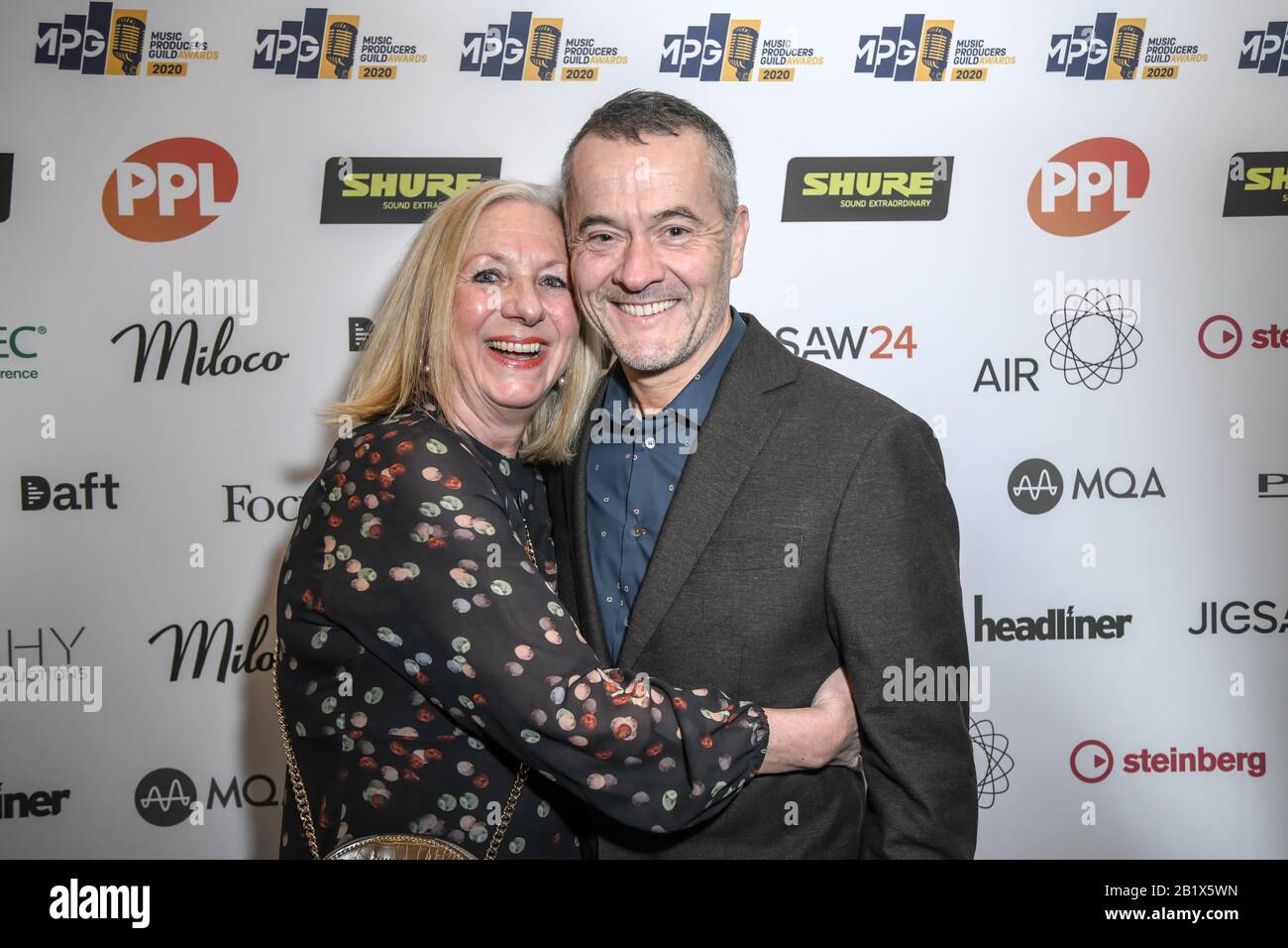 London, UK. 27th Feb 2020. Stephen Street and wife nominee The Music Producers Guild Awards at Grosvenor House, Park Lane, on 27th February 2020, London, UK. Credit: Picture Capital/Alamy Live News Stock Photo