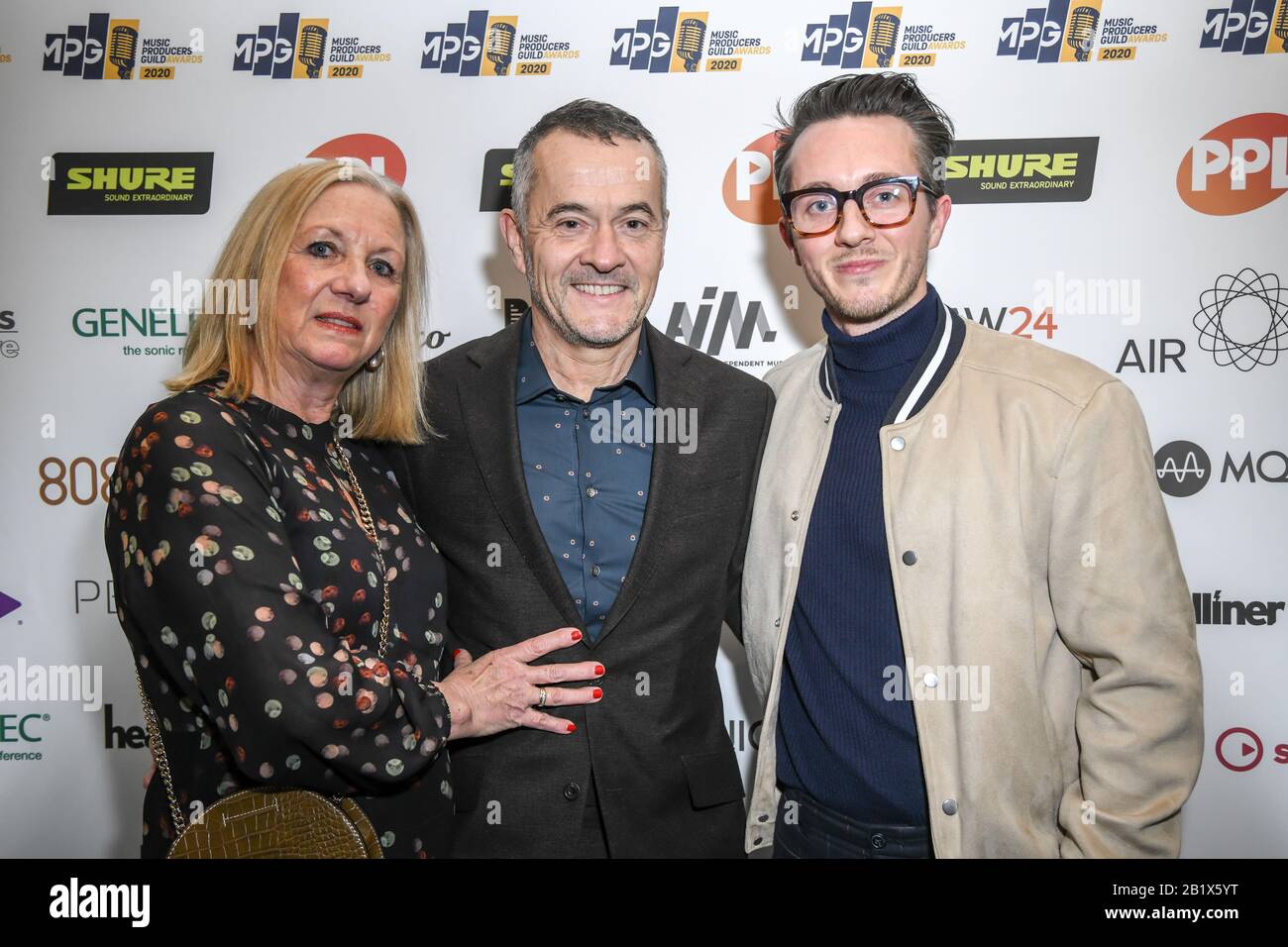 London, UK. 27th Feb 2020. Stephen Street, wife and son attend The Music Producers Guild Awards at Grosvenor House, Park Lane, on 27th February 2020, London, UK. Credit: Picture Capital/Alamy Live News Stock Photo