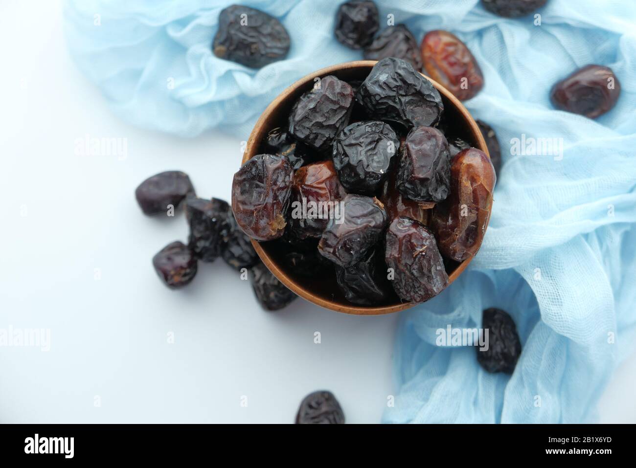 top view of date fruit in a bowl, healthy eating  Stock Photo