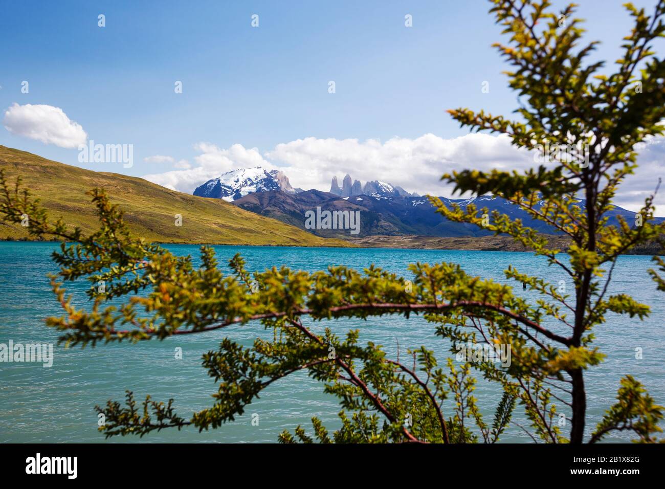 Laguna Azul in Torres del Paine national park, Patagonia, Chile Stock